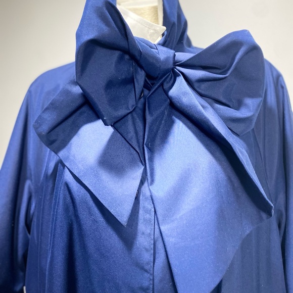 J. Peterman Blue Trench Coat with Bow